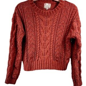 Pink Republic Cable Knit Sweater in‎ Rust color size S cropped Fall Nordic Hyge